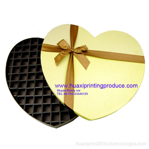 heart-shape silvery with brown ribbon chocolate boxes